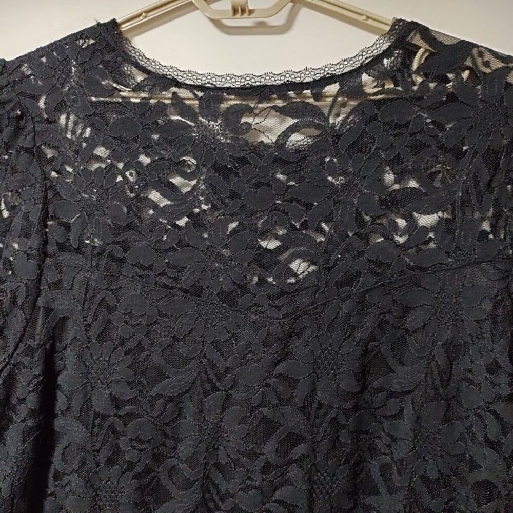Torrid Stretch Lace & Mesh Crew Neck Long Sleeve Blouse Top Black Women's 3XL - Picture 8 of 11